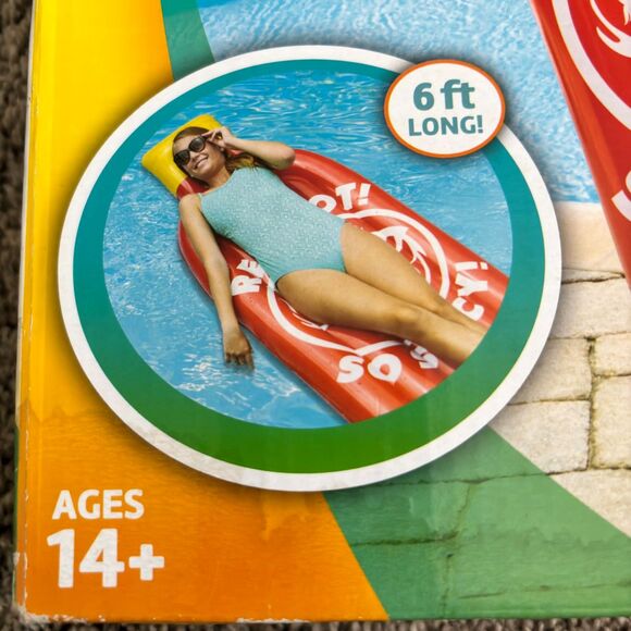 Play Day RED HOT SO SPICY 6FT'Long Pool Lounger w/ Repair Kit - Picture 2 of 3
